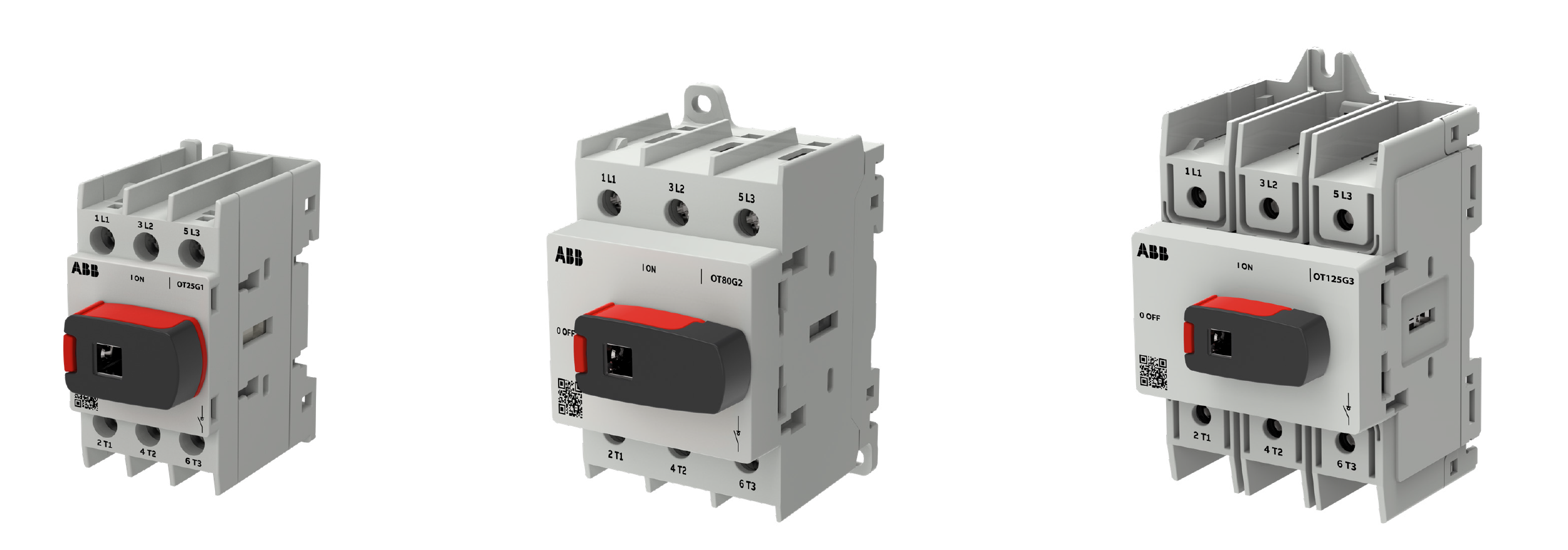 2. ABB OT Plus with red operating handle and QR code visible on product